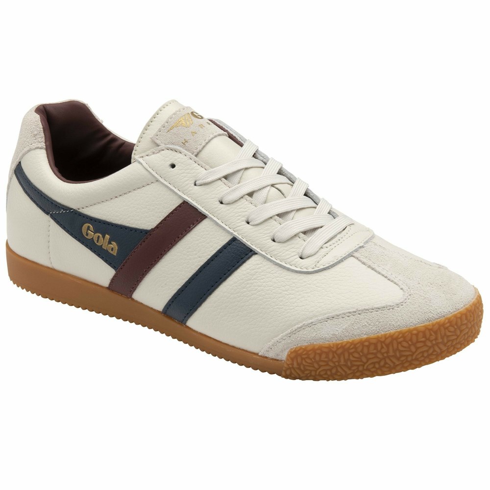 Basket Gola Harrier Cuir Blanche Bleu Marine Bordeaux Homme | DDLU-90278150