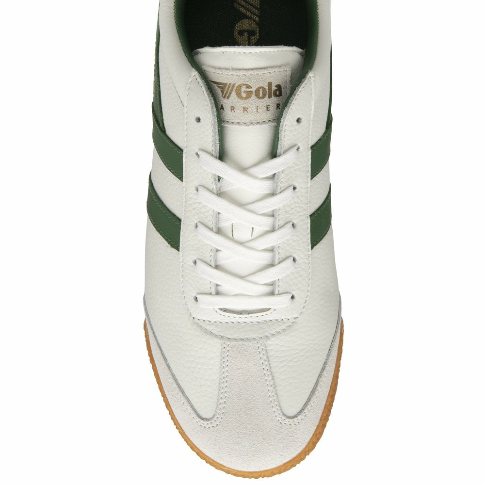 Basket Gola Harrier Cuir Blanche Vert Vert Homme | MYDE-66583740