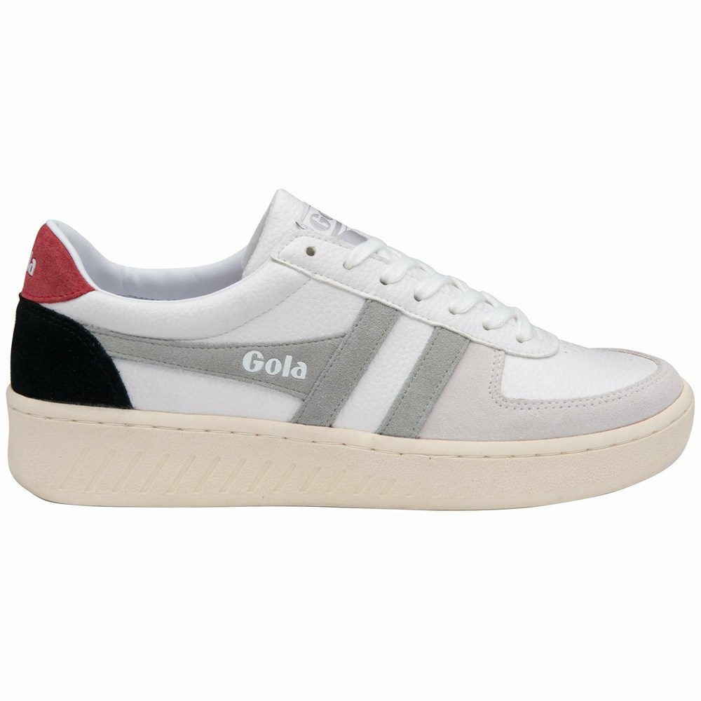 Basket Gola Grandslam Trident Blanche Grise Clair Rouge Homme | LIBS-78632887