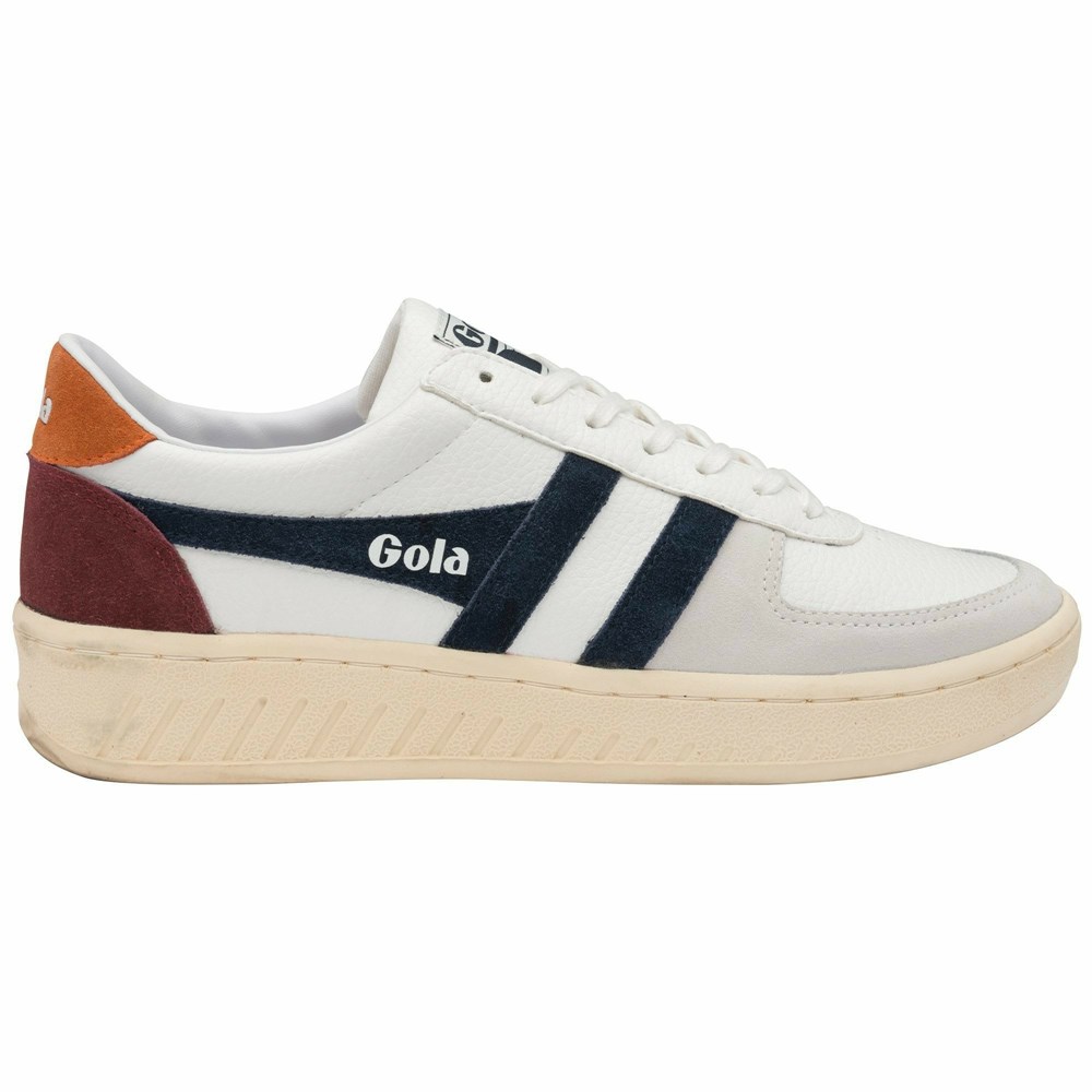 Basket Gola Grandslam Trident Blanche Bleu Marine Orange Homme | NIJP-40502400