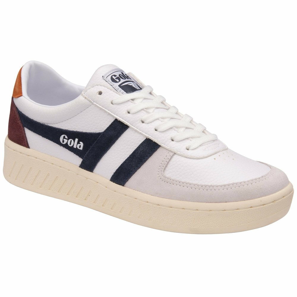 Basket Gola Grandslam Trident Blanche Bleu Marine Orange Homme | NIJP-40502400