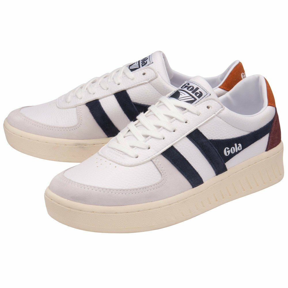 Basket Gola Grandslam Trident Blanche Bleu Marine Orange Homme | NIJP-40502400