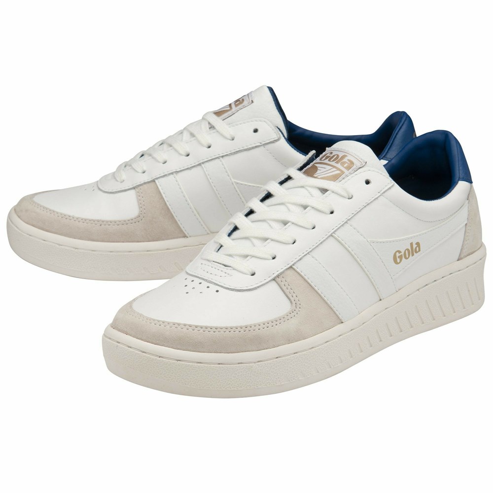 Basket Gola Grandslam Classiche Blanche Bleu Homme | DUAG-24685024