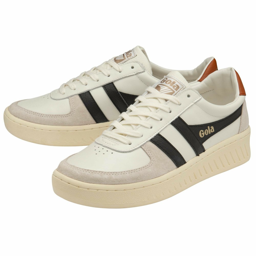 Basket Gola Grandslam Classiche Blanche Noir Orange Homme | GBAU-63742995