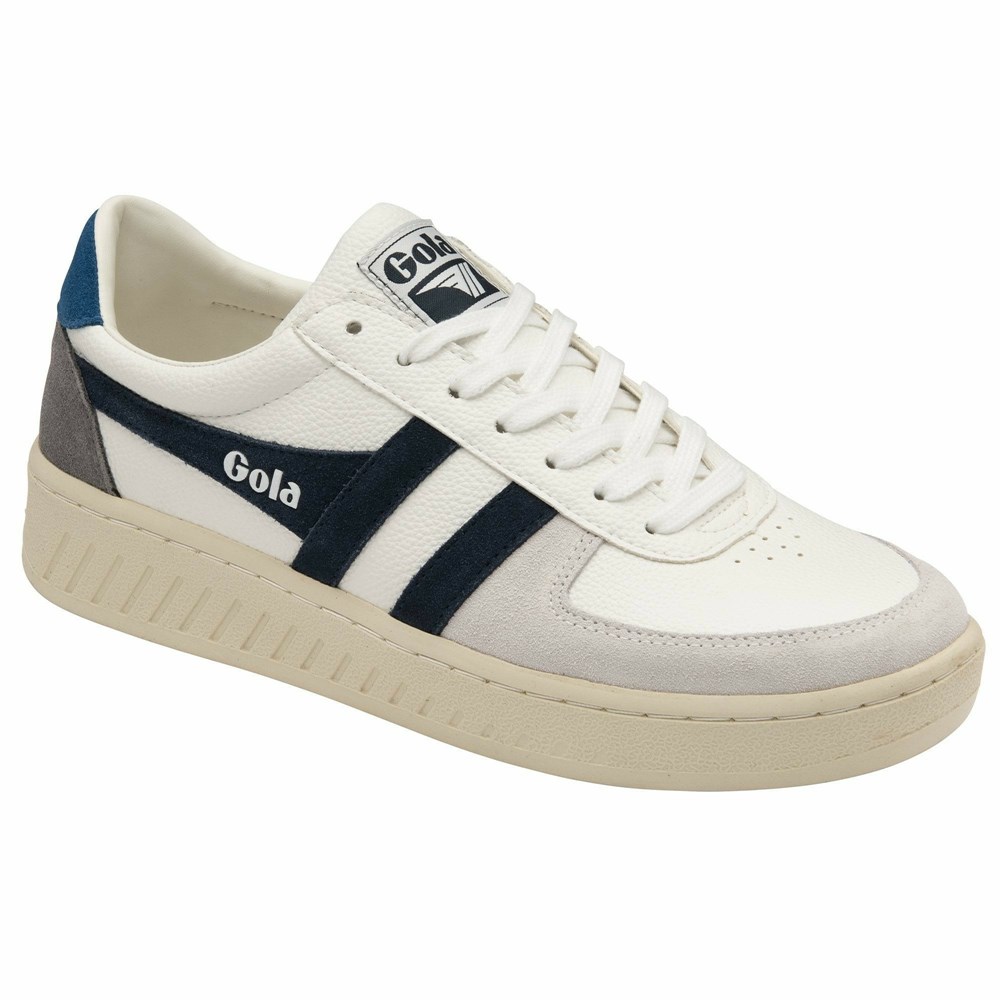 Basket Gola Grandslam Trident Blanche Bleu Marine Bleu Homme | CFNF-43049798