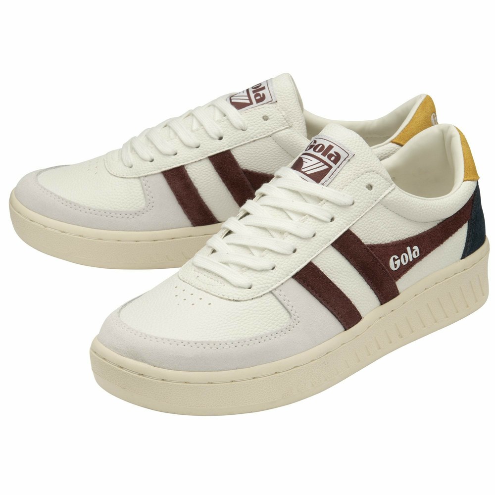 Basket Gola Grandslam Trident Blanche Bordeaux Orange Homme | JDTF-90561893