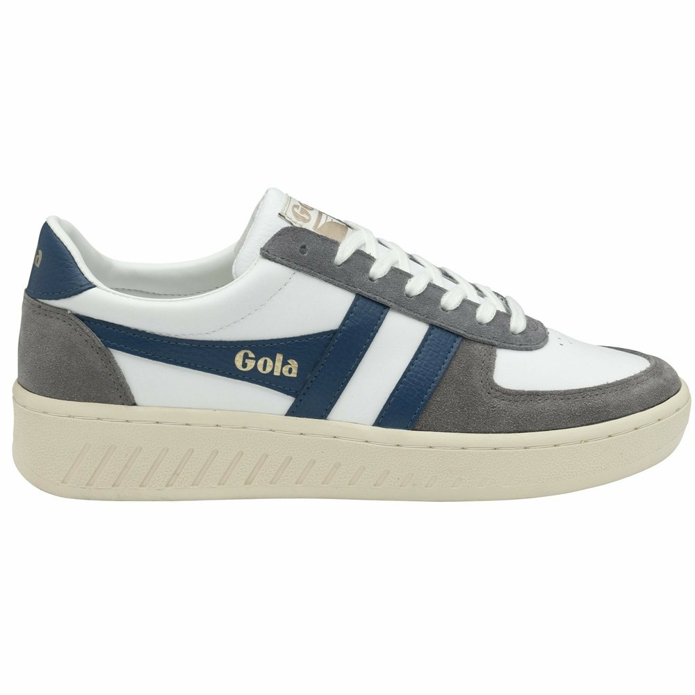 Basket Gola Grandslam Quadrant Blanche Grise Bleu Grise Homme | RDZJ-16448015