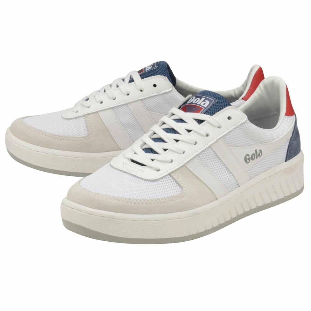 Basket Gola Grandslam Mesh Blanche Rouge Homme | GZPV-09414306