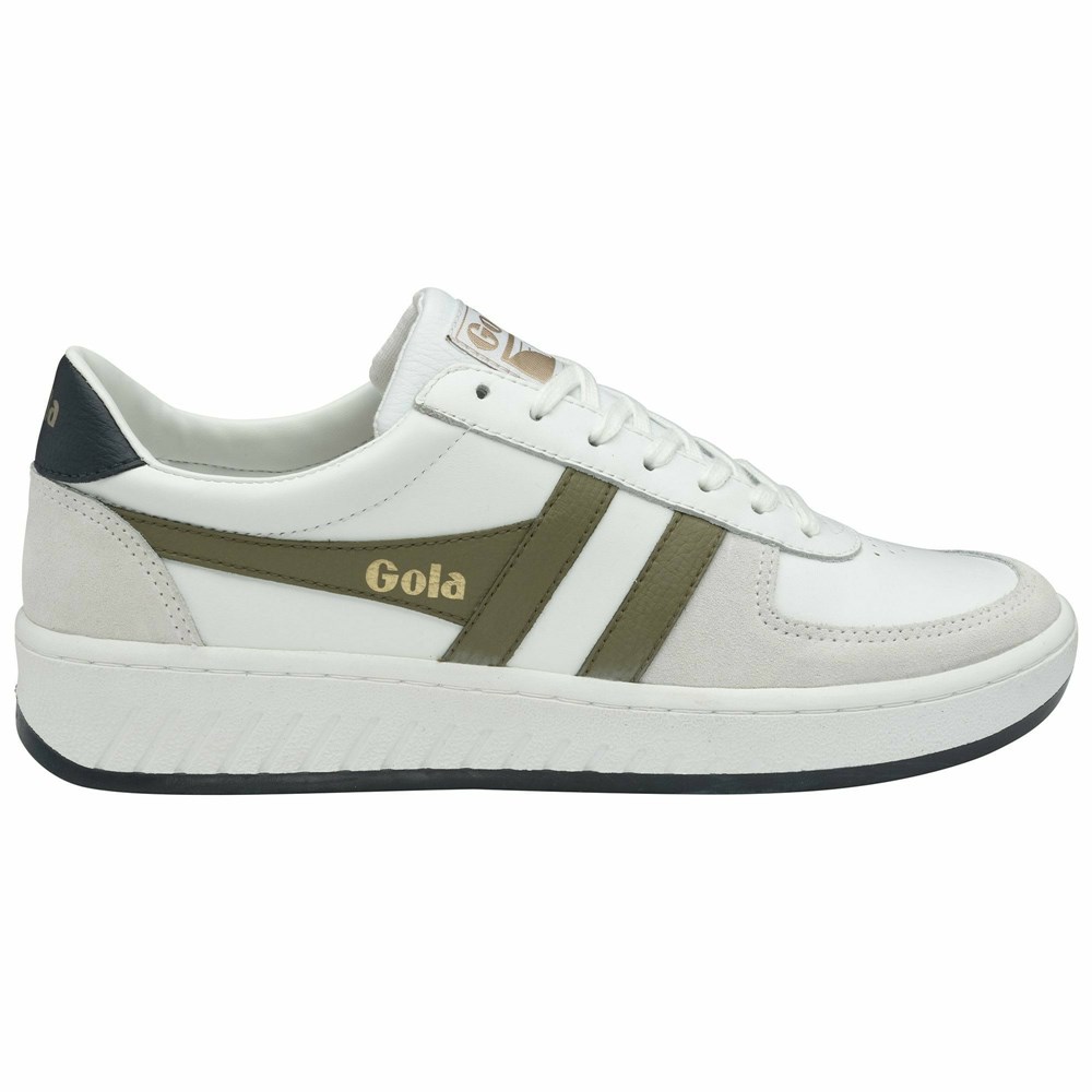 Basket Gola Grandslam Classiche Blanche Kaki Bleu Marine Homme | BLFG-71579063