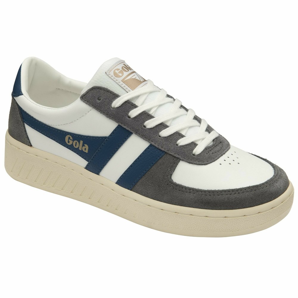 Basket Gola Grandslam Quadrant Blanche Grise Bleu Grise Homme | RDZJ-16448015