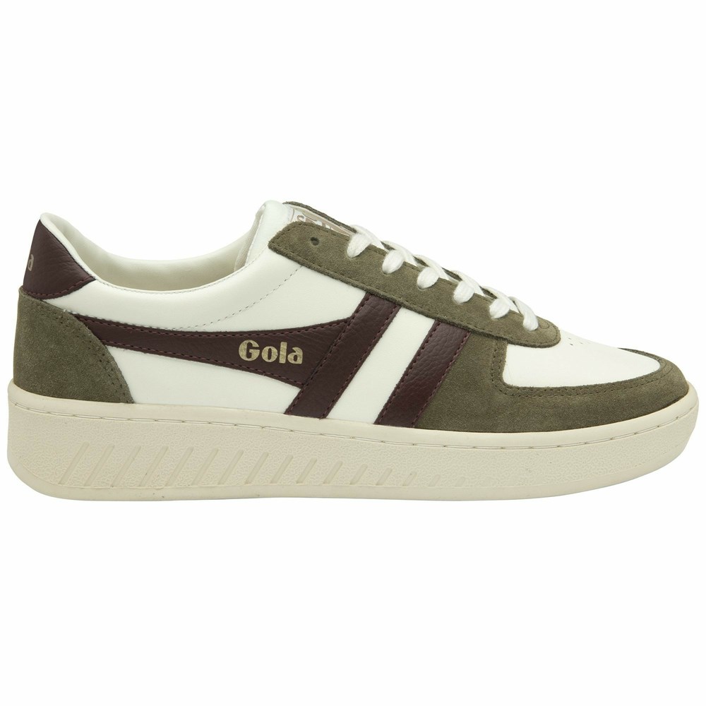 Basket Gola Grandslam Quadrant Blanche Kaki Bordeaux Homme | UJGQ-86684441