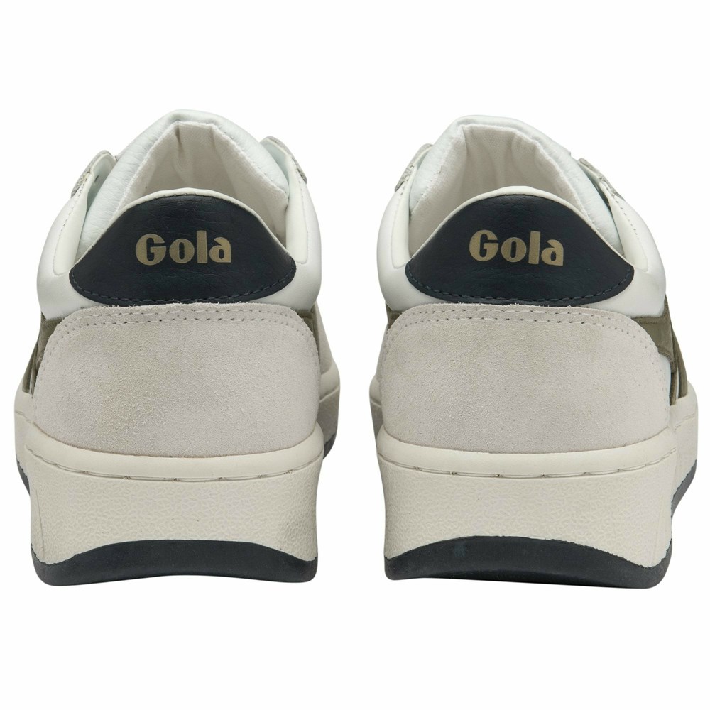 Basket Gola Grandslam Classiche Blanche Kaki Bleu Marine Homme | BLFG-71579063