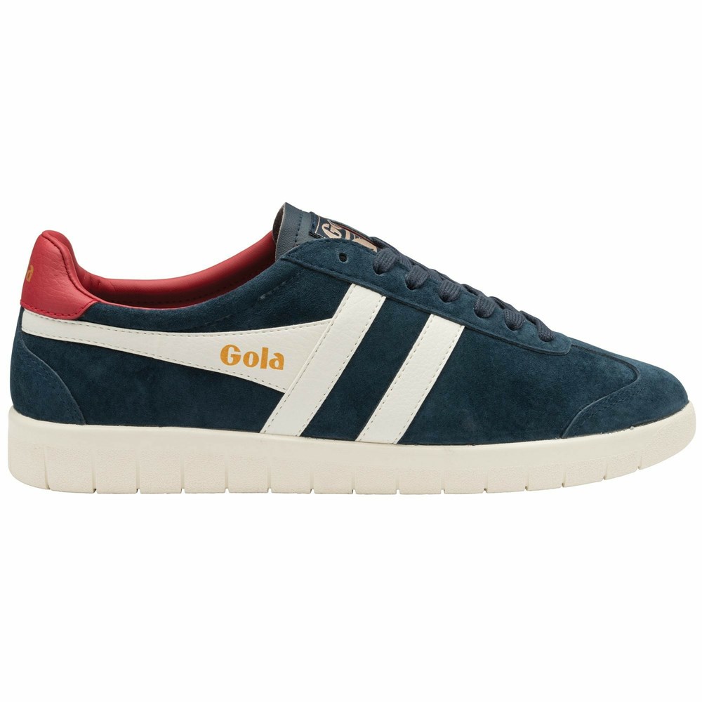 Basket Gola Hurricane Daim Bleu Marine Blanche Rouge Homme | UHZP-65861476