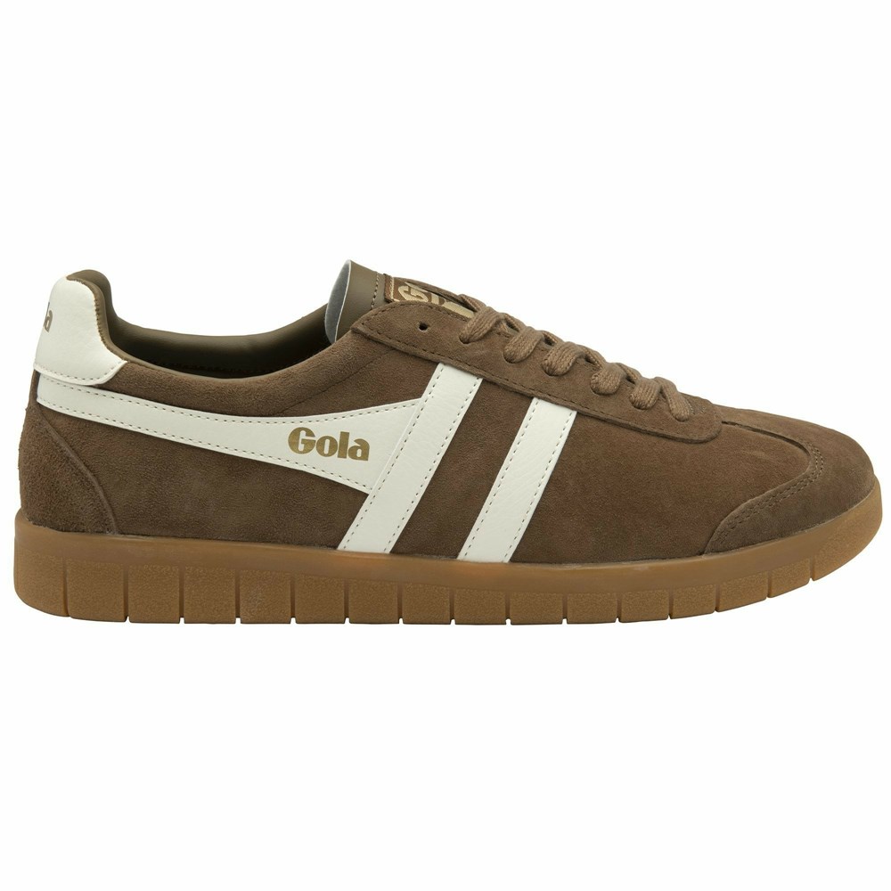 Basket Gola Hurricane Daim Marron Blanche Homme | HATL-24504075