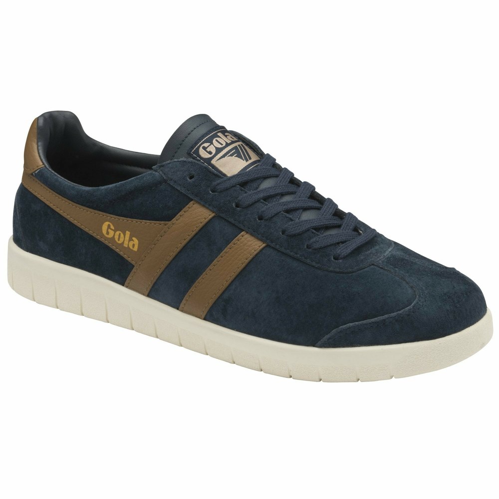 Basket Gola Hurricane Daim Bleu Marine Marron Blanche Homme | YOGH-62096285