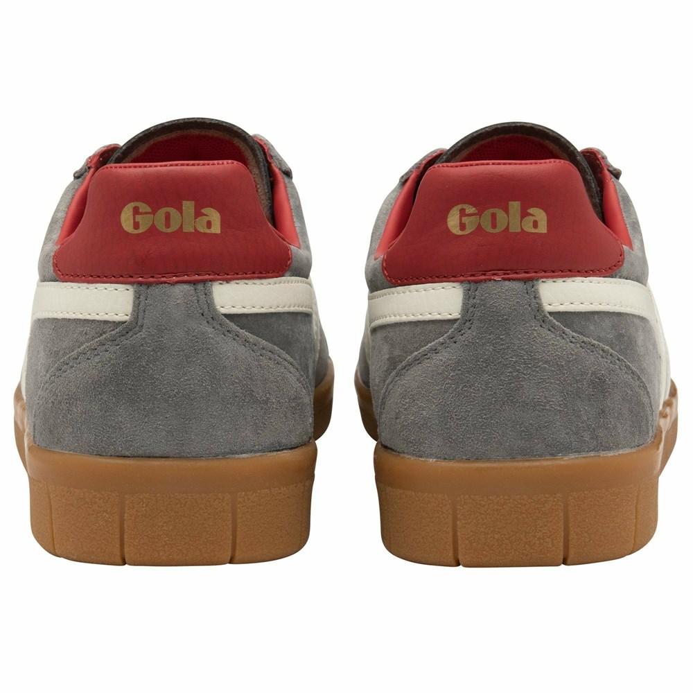 Basket Gola Hurricane Daim Grise Blanche Rouge Homme | MNIU-58704203