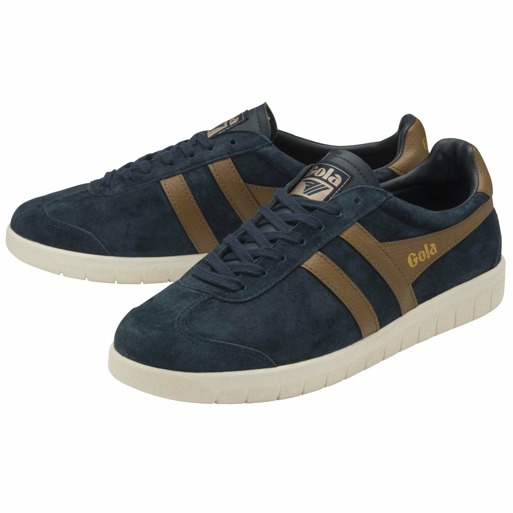 Basket Gola Hurricane Daim Bleu Marine Marron Blanche Homme | YOGH-62096285