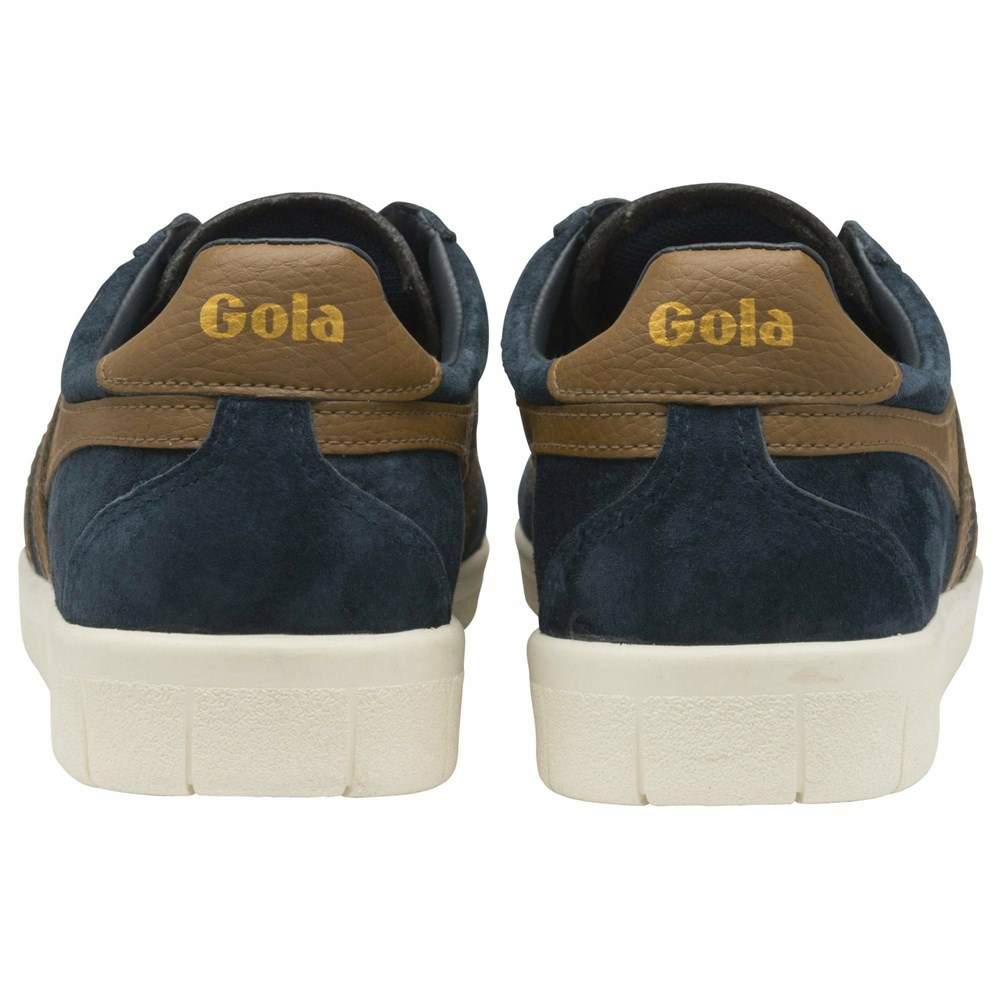 Basket Gola Hurricane Daim Bleu Marine Marron Blanche Homme | YOGH-62096285