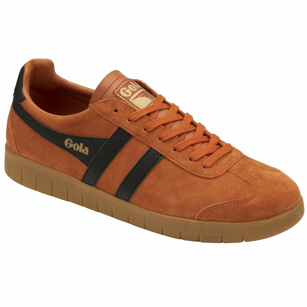 Basket Gola Hurricane Daim Orange Noir Homme | JXMX-11153279