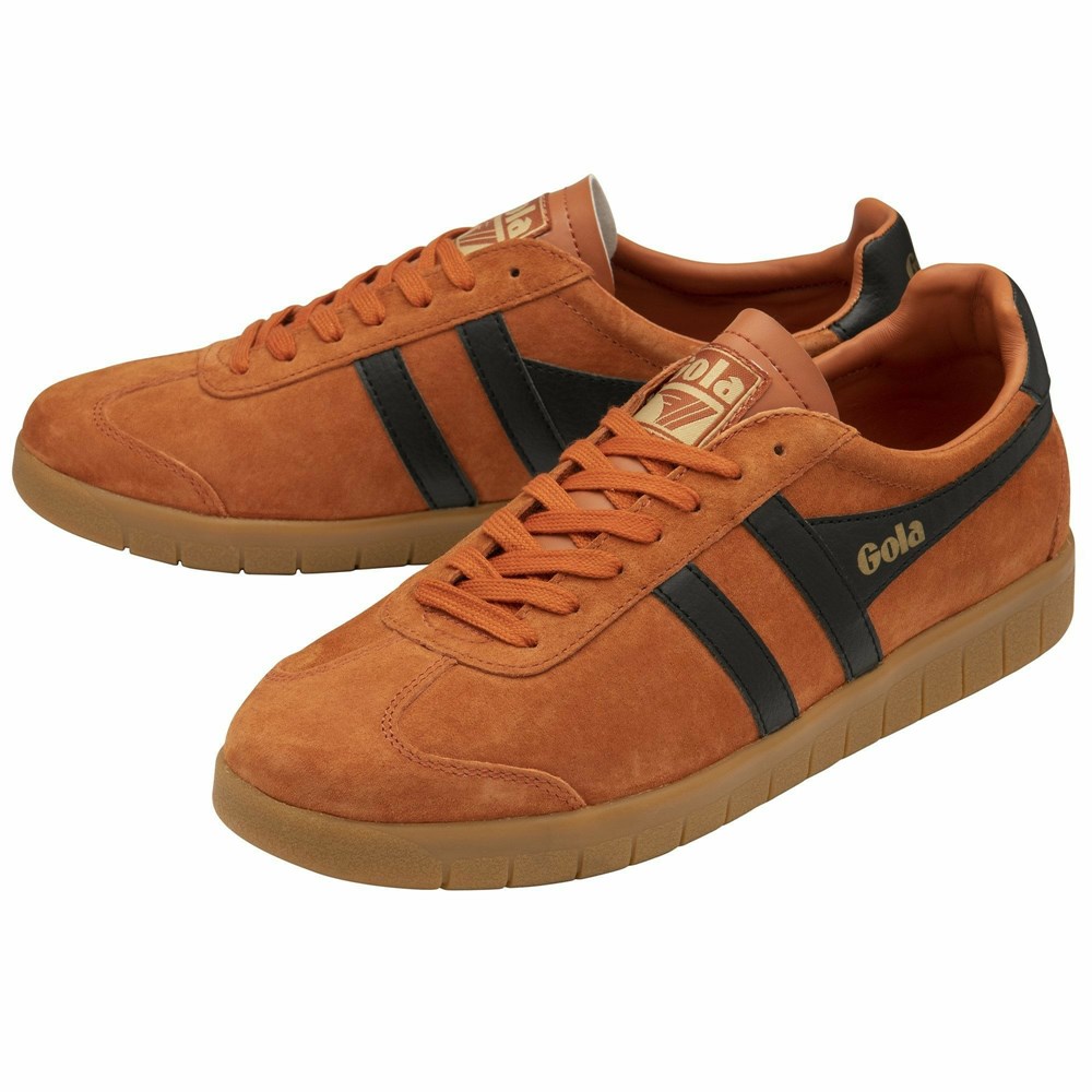 Basket Gola Hurricane Daim Orange Noir Homme | JXMX-11153279