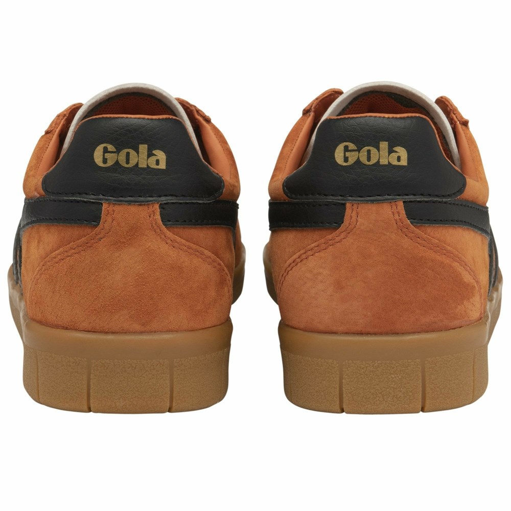 Basket Gola Hurricane Daim Orange Noir Homme | JXMX-11153279