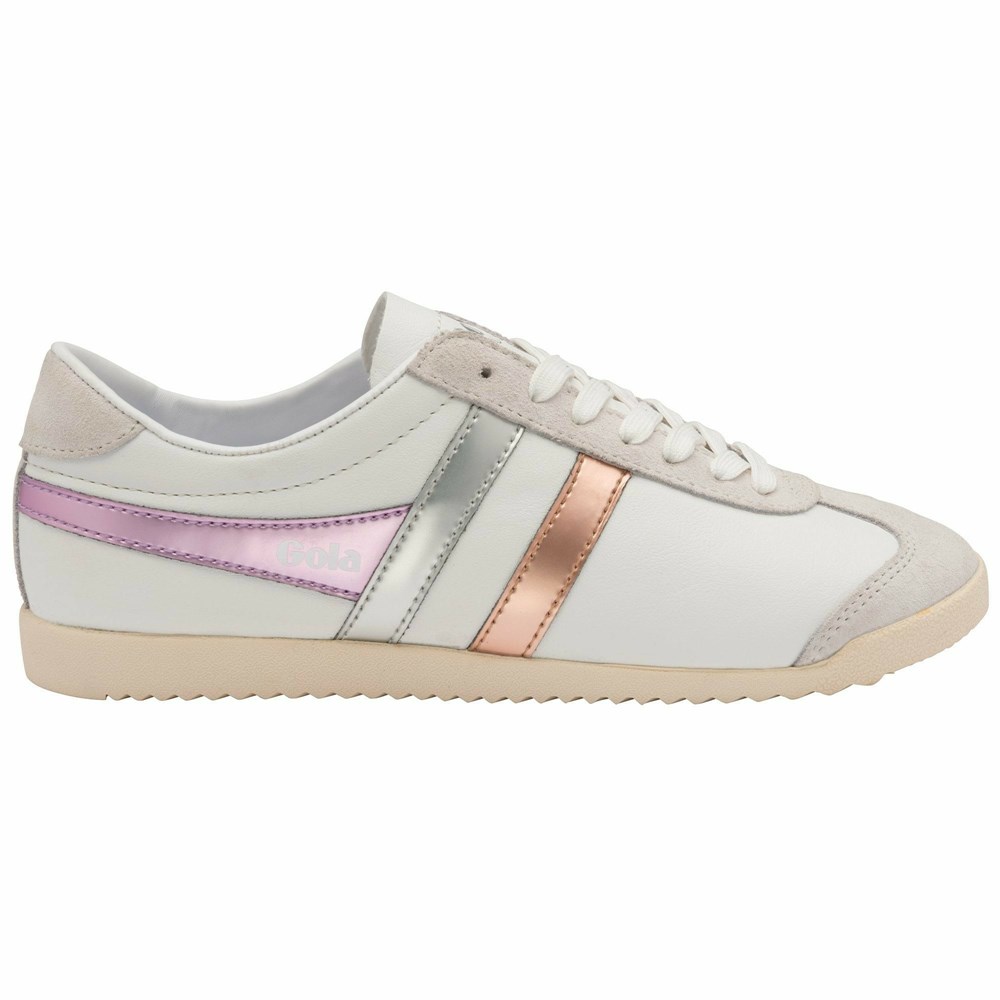 Basket Gola Bullet Trident Blanche Rose Violette Femme | GLJM-05679896