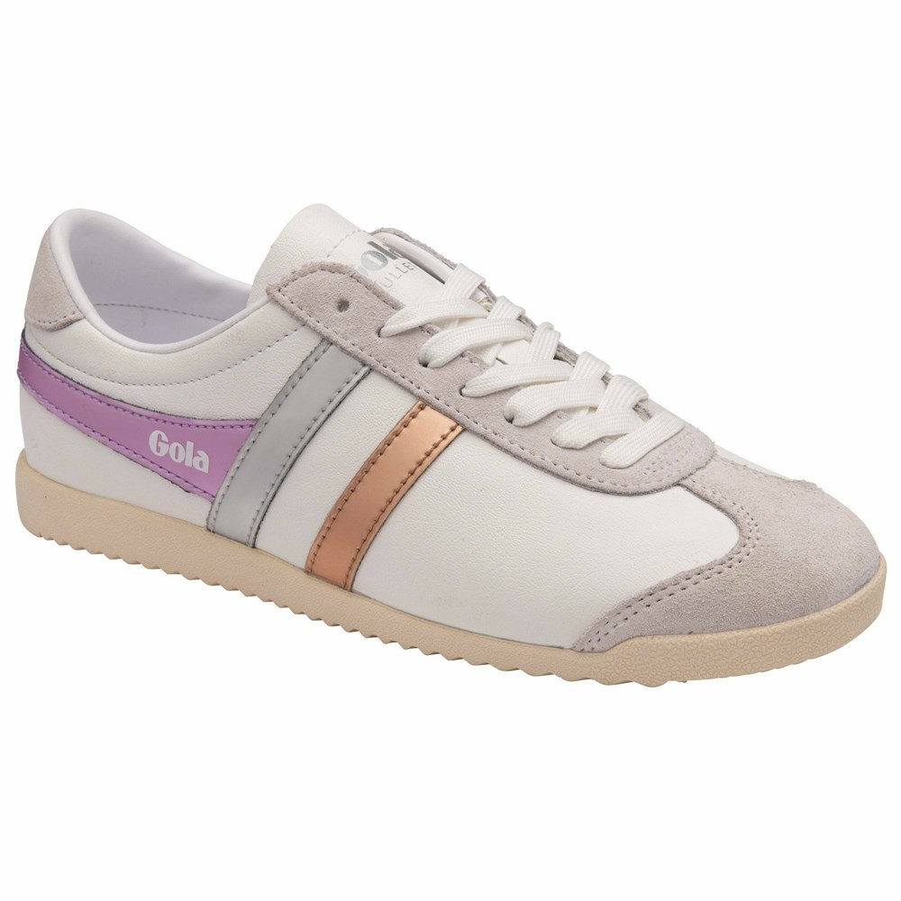 Basket Gola Bullet Trident Blanche Rose Violette Femme | GLJM-05679896