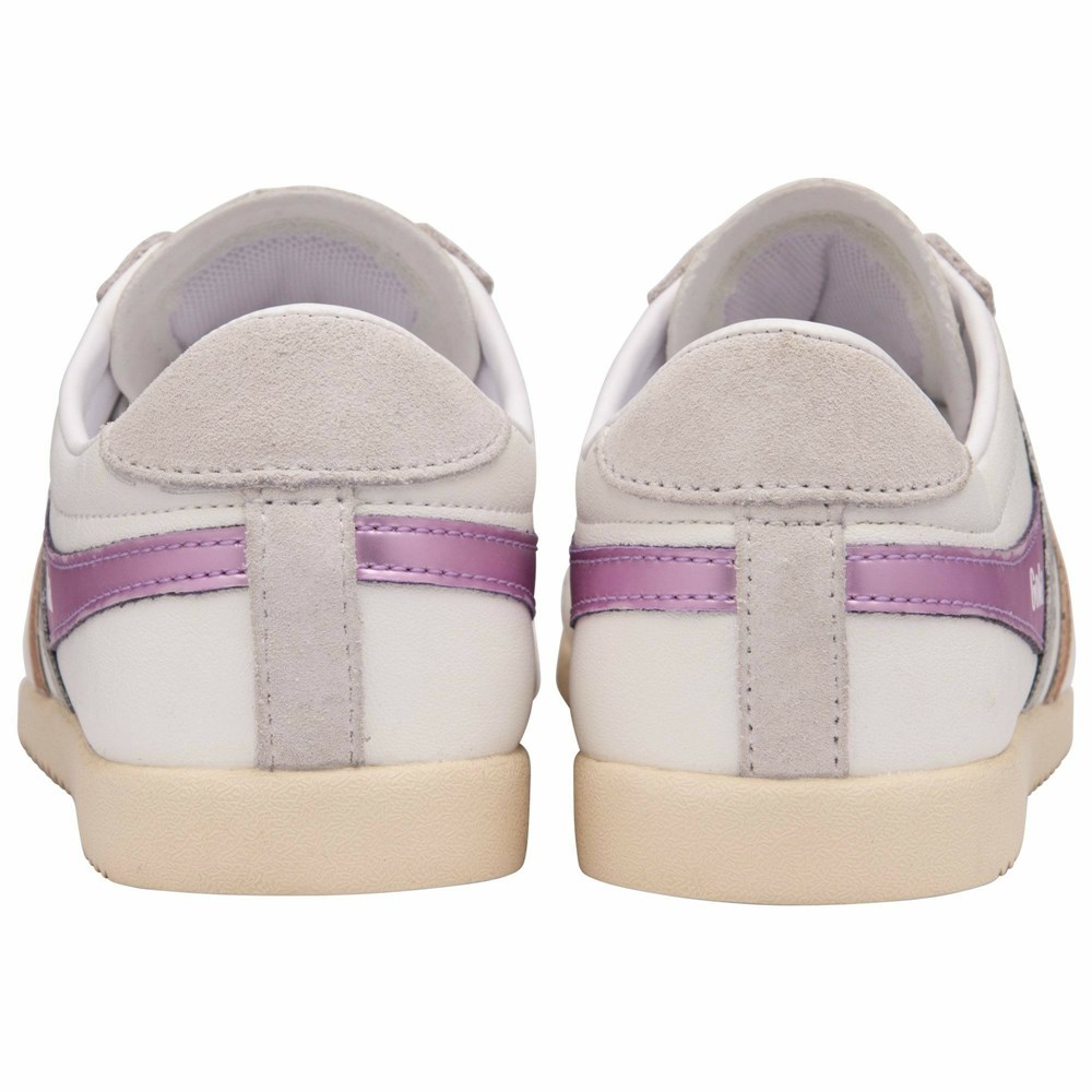 Basket Gola Bullet Trident Blanche Rose Violette Femme | GLJM-05679896