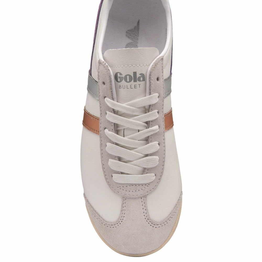 Basket Gola Bullet Trident Blanche Rose Violette Femme | GLJM-05679896