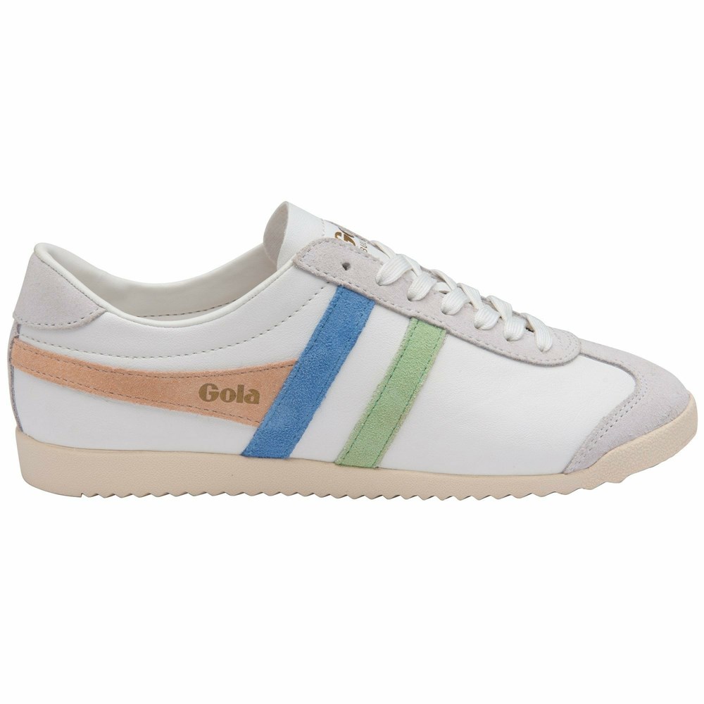 Basket Gola Bullet Trident Blanche Vert Bleu Femme | RXBX-41624297