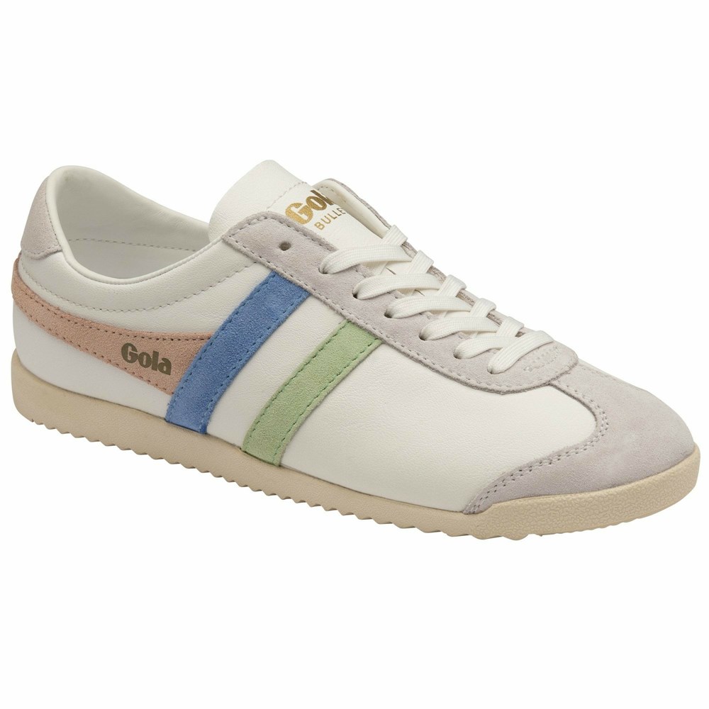 Basket Gola Bullet Trident Blanche Vert Bleu Femme | RXBX-41624297