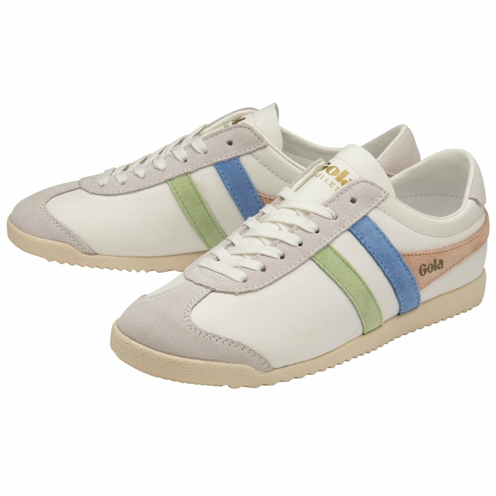 Basket Gola Bullet Trident Blanche Vert Bleu Femme | RXBX-41624297