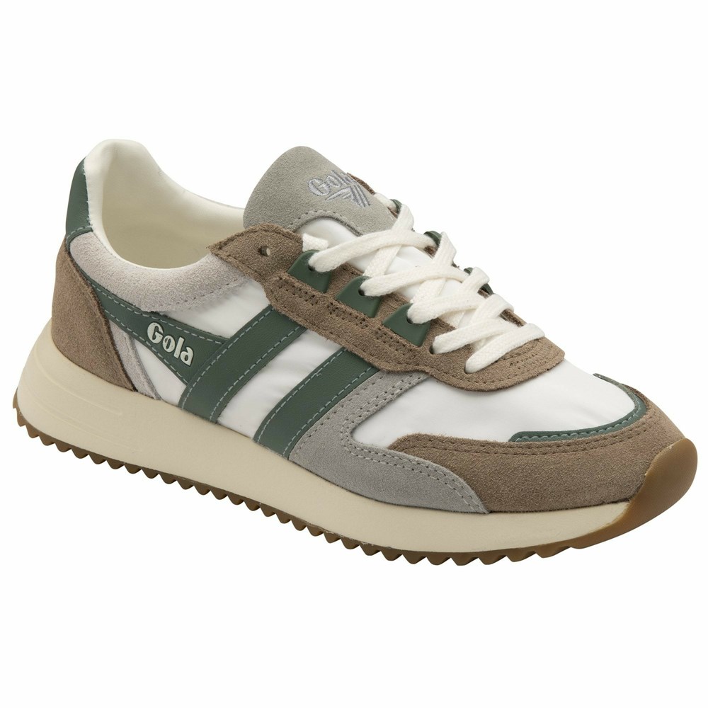 Basket Gola Chicago Blanche Vert Olive Femme | AWBW-85241436