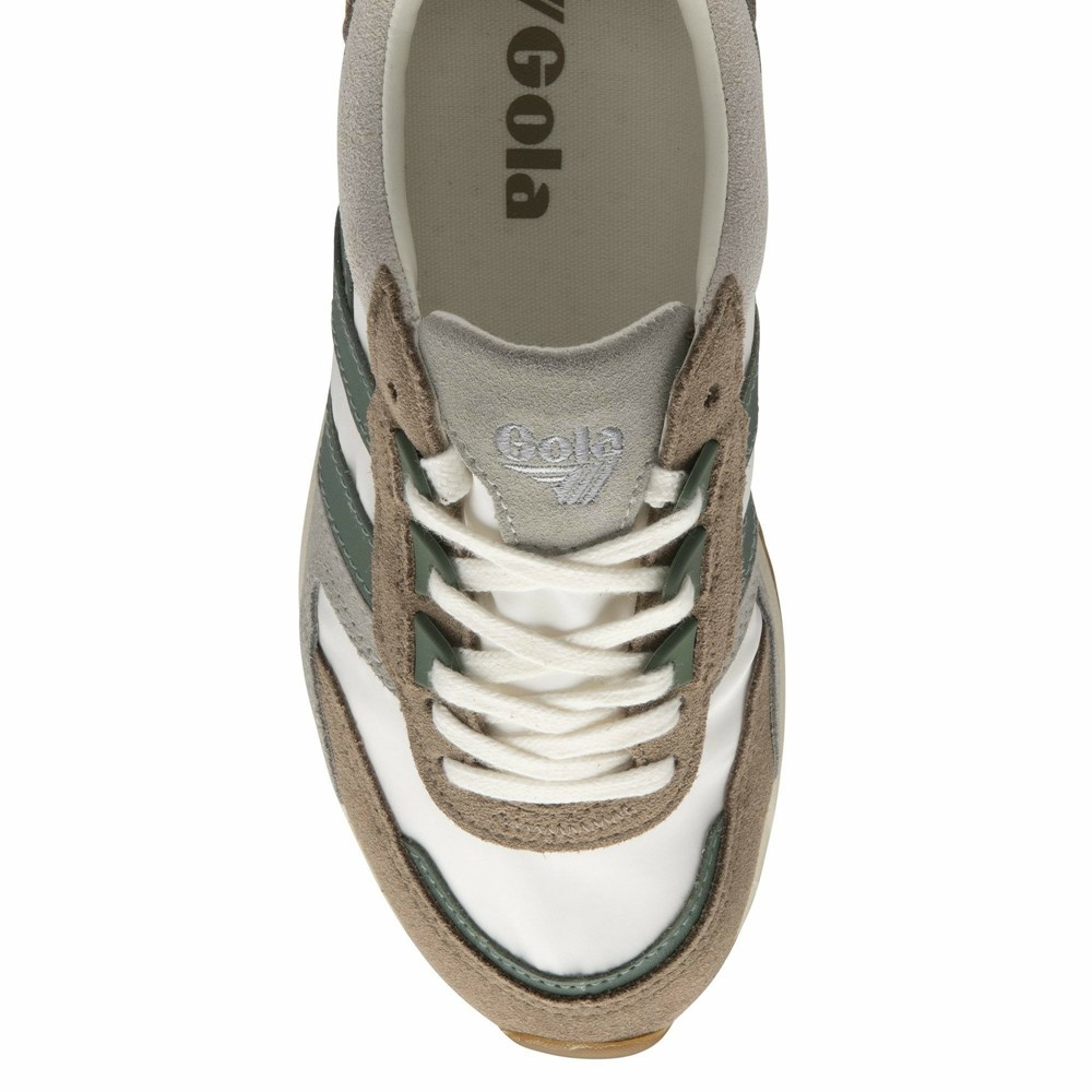 Basket Gola Chicago Blanche Vert Olive Femme | AWBW-85241436