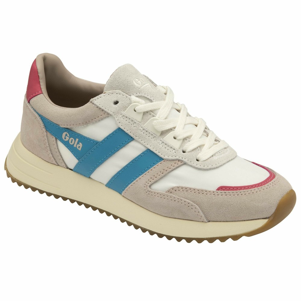 Basket Gola Chicago Blanche Bleu Rose Femme | PVIT-28084800