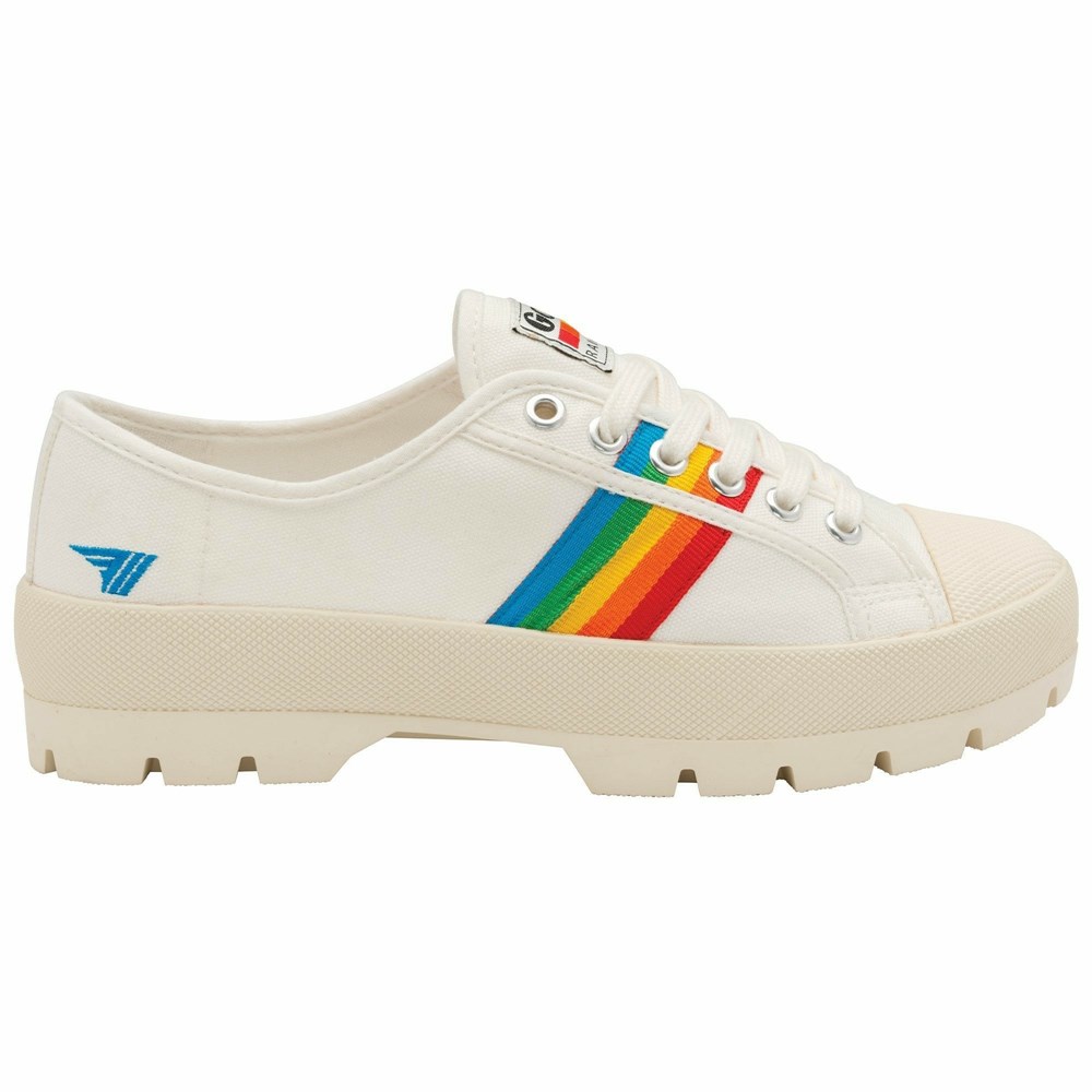 Basket Gola Vegan Coaster Peak Rainbow Blanche Multicolore Femme | KXXV-36571411