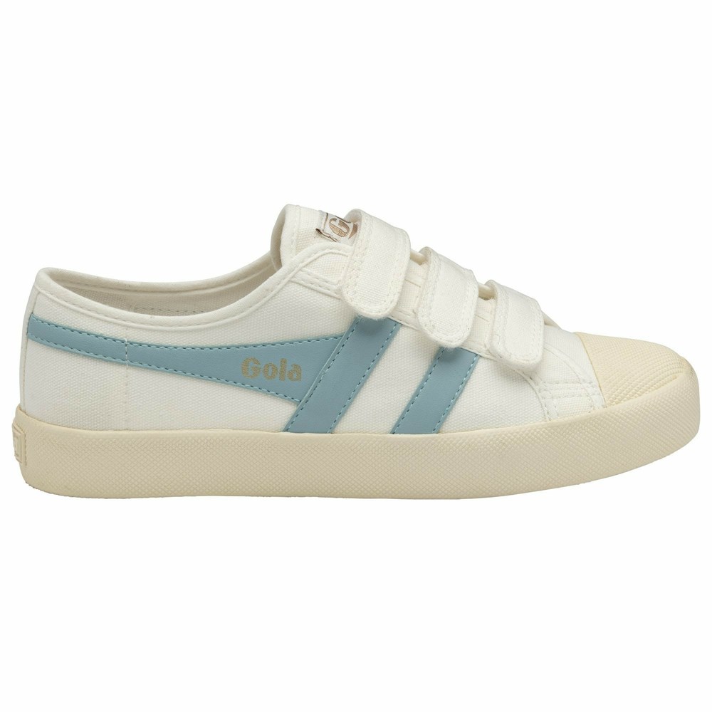 Basket Gola Vegan Coaster Brides Blanche Bleu Femme | PGBY-83854881