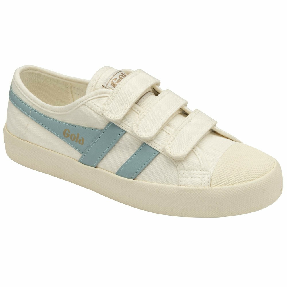 Basket Gola Vegan Coaster Brides Blanche Bleu Femme | PGBY-83854881