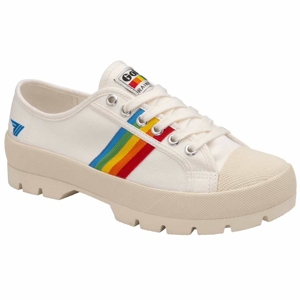 Basket Gola Vegan Coaster Peak Rainbow Blanche Multicolore Femme | KXXV-36571411