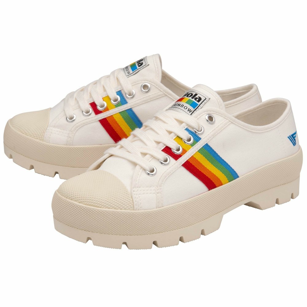 Basket Gola Vegan Coaster Peak Rainbow Blanche Multicolore Femme | KXXV-36571411