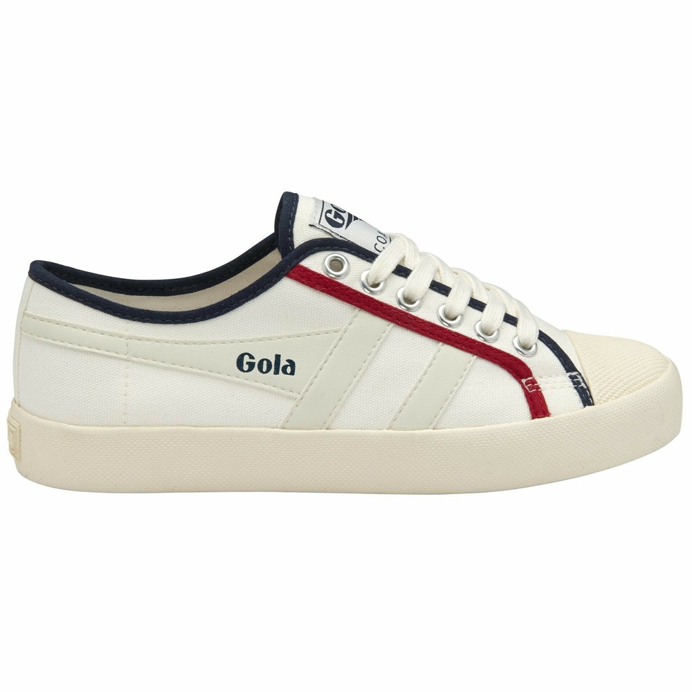 Basket Gola Vegan Coaster Smash Blanche Bleu Marine Rouge Femme | OHCT-06845802