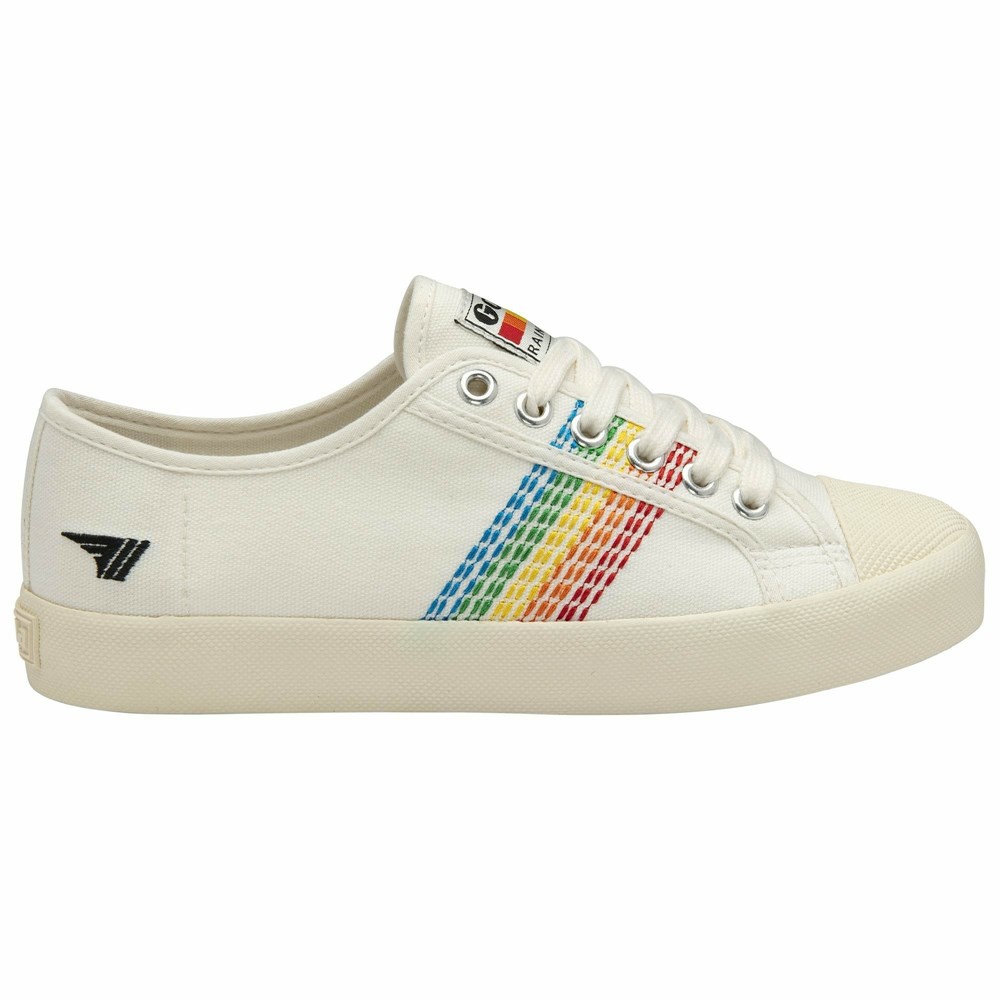 Basket Gola Vegan Coaster Rainbow Stitch Blanche Multicolore Femme | RSBI-92191329