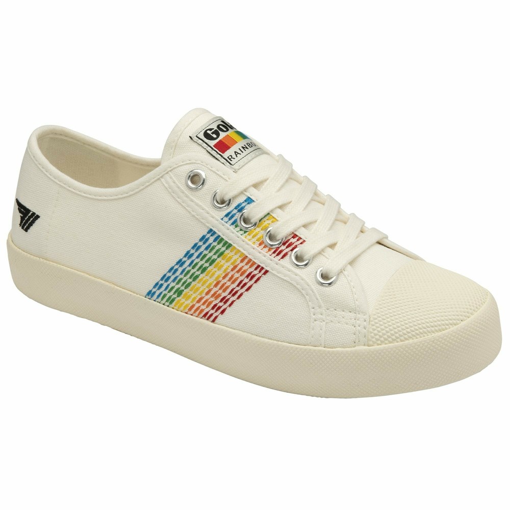 Basket Gola Vegan Coaster Rainbow Stitch Blanche Multicolore Femme | RSBI-92191329