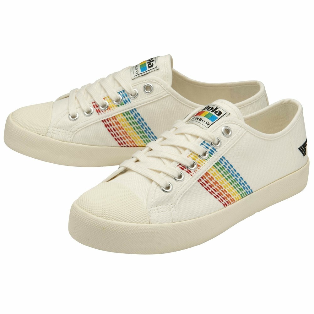 Basket Gola Vegan Coaster Rainbow Stitch Blanche Multicolore Femme | RSBI-92191329