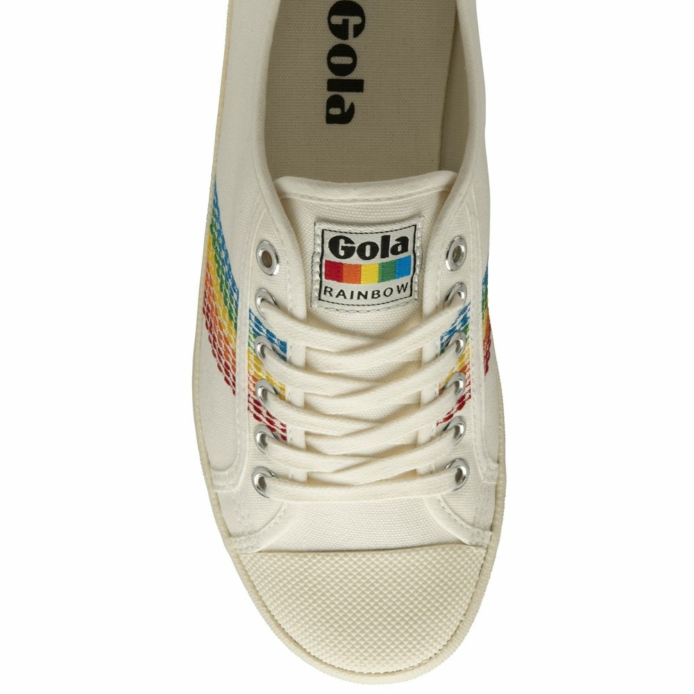 Basket Gola Vegan Coaster Rainbow Stitch Blanche Multicolore Femme | RSBI-92191329