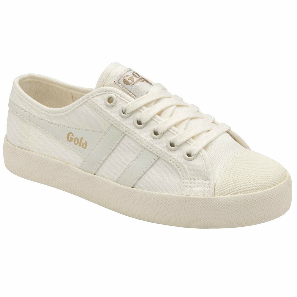 Basket Gola Vegan Coaster Blanche Doré Femme | ZEFS-54738708