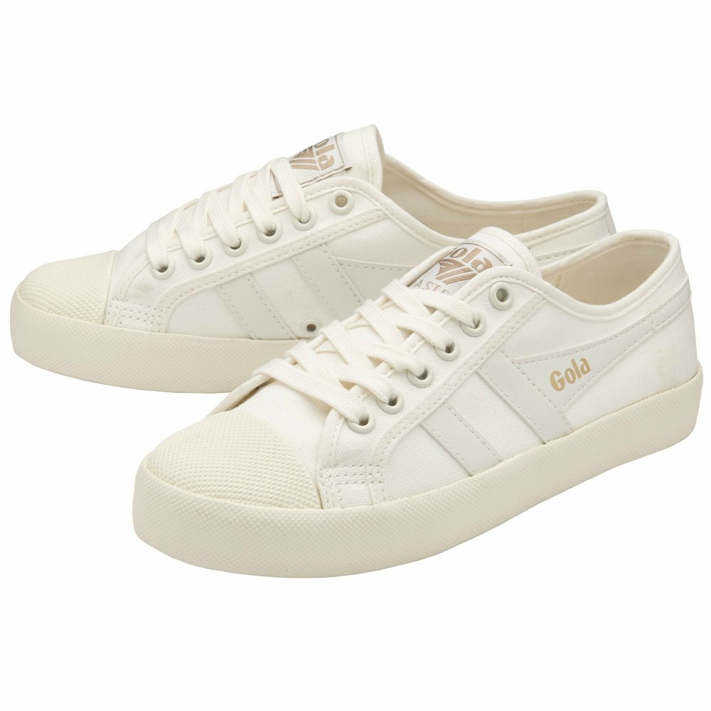 Basket Gola Vegan Coaster Blanche Doré Femme | ZEFS-54738708