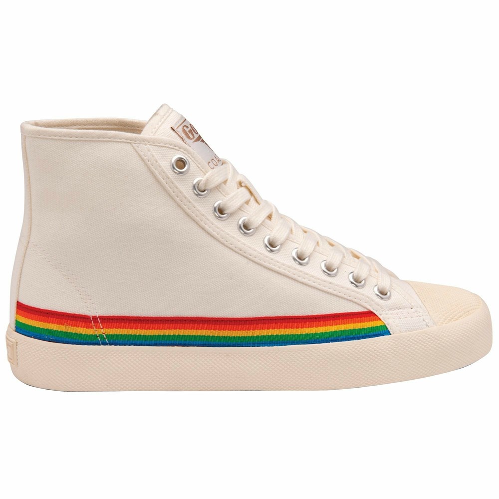 Basket Gola Vegan Coaster High Rainbow Drop Blanche Multicolore Femme | LNJT-16130012