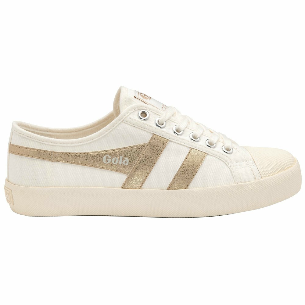 Basket Gola Vegan Coaster Flame Blanche Doré Femme | TRVE-47222317