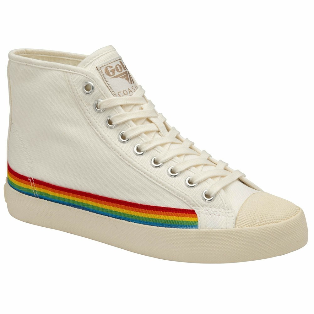 Basket Gola Vegan Coaster High Rainbow Drop Blanche Multicolore Femme | LNJT-16130012